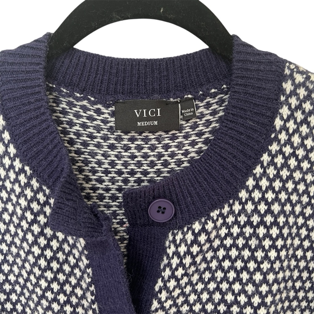 NEW Vici Navy Spot On Cardigan M - Picture 3 of 5